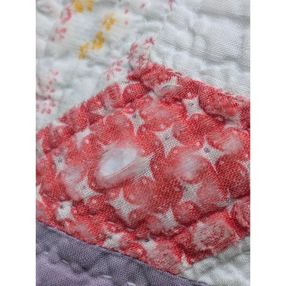 Handmade Basket Quilt Vintage Cottagecore Farmhouse Heirloom Patchwork 71 x 76